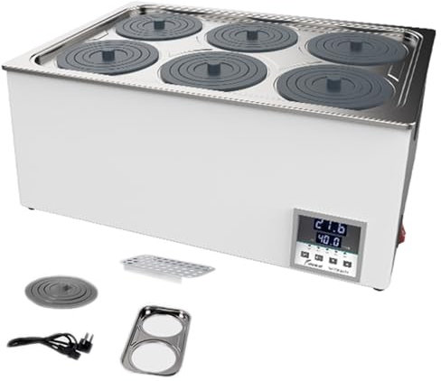 Bain-Marie de Laboratoire Numérique, Revêtement en Acier Inoxydable à 1/2/4/6/8 Trous, Bain-Marie de Laboratoire Numérique Utilisé pour Le Chauffage à Température Constante,6Hole