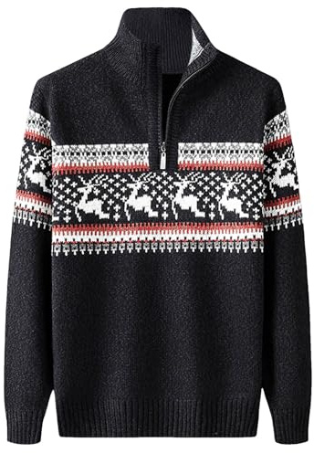 Pullover Damen Winter Warm, Troyer Herren Baumwolle Warme, Strickpullover Arbeitspullover Outdoor Norweger Pullover Herrenpullover Langarm Troyer Warm Pullover & Strickjacken Weihnachtspullover