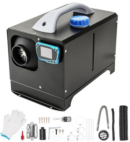 Chauffage diesel monotrou 12 V 5 kW, chauffage de stationnement adapté pour camping-car, garage, remorque de voiture, camion, bateau, camping-cars, chauffage diesel à chauffage rapide, noir, carré