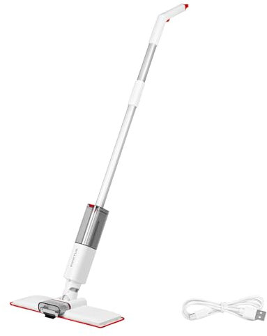 Genius Invictus Saugwischer Set 7-TLG, Kabellos, elektrischer Bodenwischer mit LED, Wischer mit Sprühfunktion und Mikrofaser Wischpad für Hartboden Laminat Fliesen