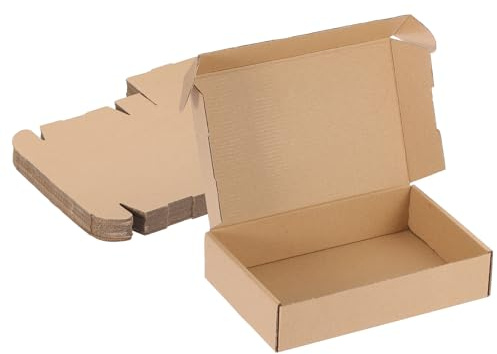 PATIKIL 23 x 15 x 5 cm små fraktlådor, 20 st korrugerad kartong presentaskar för förpackning postflyttförpackningar små företagslådor brun