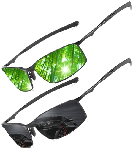 LEDING&BEST Polarisierte Sonnenbrille Herren Damen UV-Schutz Fahrerbrille | Ultraleichte Metall,Verstellbare Nasenpads,Rutschfest,CAT 3,Pilotenbrille,Sportbrille,Angeln,Autofahren,Outdoor,Reisen/Strand