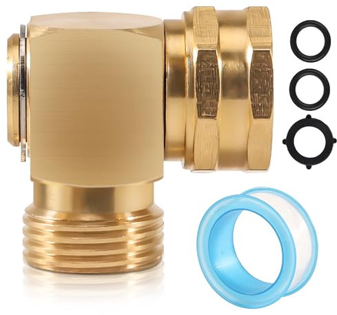 ASOFTY 90 Gradi Connettore Angolato in Ottone a Gomito, 3/4 Connettore Angolo in Ottone, Tubo a Gomito da Gardino, Raccordi Rapidi in Ottone, Rotante Connettore per Tubo da Giardino