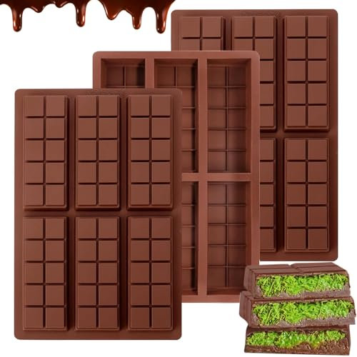 3 Stück Schokoladenform Silikon Tief, Silikonform für 6 Mulden Schokolade, Chocolate Mold Schokoladentafel, Schokolade Form für Schokolade Praline Süßigkeiten (3pcs)