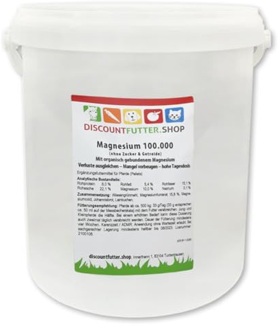 Magnesium 100.000 Pellets für Pferde, hochdosiert, 5 kg | Ohne Getreide & Zuckerzusatz, für schreckhafte Pferde & bei Magnesiummangel