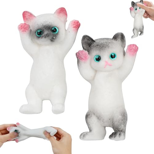 2 Stück Squishy Katze, fufu Squishy, Taba Squishy, Squishy Cat, Katzenpfoten Squishy, Cat Paw Squishy, Squishy Pfote, Anti Stress Spielzeug (Grau)