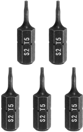 sourcing map 5 punte per cacciavite Torx T5 da 1/4 di pollice con gambo esagonale da 25 mm di lunghezza S2 in acciaio a stella a 6 punte esagonali con foro per avvitatore elettrico a percussione
