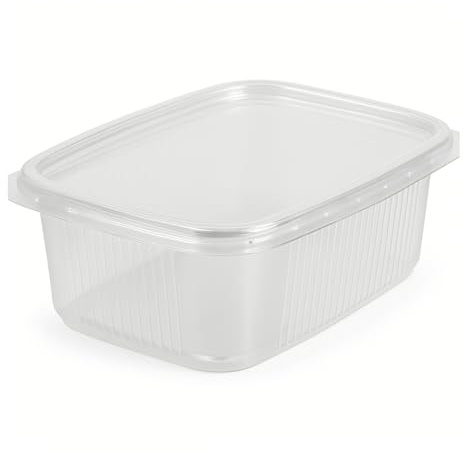 Commerline Lot de 250 gobelets à déjections fines de 125 ml avec couvercle, rectangulaires, jetables, en polypropylène, bols à salade transparents, bols à sauce, boîtes de conservation en plastique