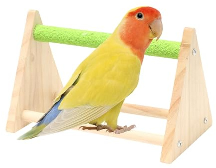 Support de jeu pour oiseaux, perche d'oiseau, support de jeu en bois, pour perruche, canary, cockatiel Finch - Jouet d'entraînement pour l'intérieur et l'extérieur de la cage