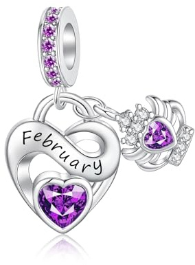 Alstiva Geburtsstein Charm 925 Sterling Silber 5A Zirkonia Anhänger für Europäische Armbänder und Halsketten - Schmuck Geschenk für Damen