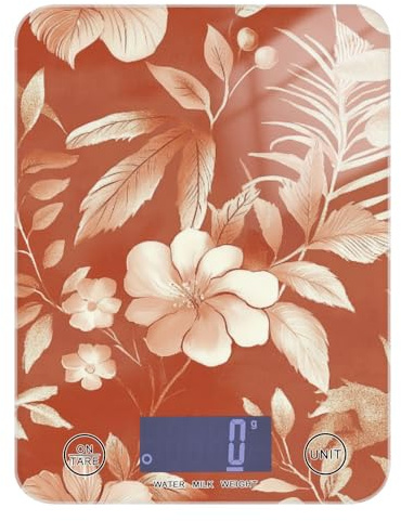 Bilancia digitale da cucina con fiori vintage in oro rosa, 5 kg/5 g, bilancia digitale da cucina con 4 unità per la preparazione dei pasti (batterie non incluse)
