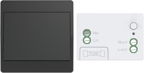 Aovrlcx Noir kit interrupteur sans fil sans piles poussoir autoalimente va et vient sans fil sans pile radio interrupteur a distance telerupteur RF433MHz (Black 1Gang 1V1)