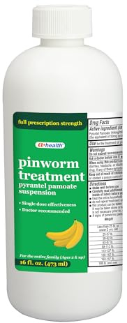 A+Health Pinworm Treatment, Pyrantel Pamoate Oral Suspension, for Adults and Kids 2+, Value Size, Banana Flavor, 16 Fl Ounces