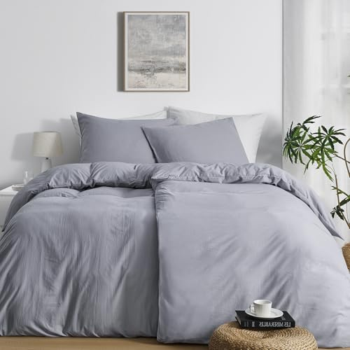 Duvetnova Påslakan för dubbelsäng 135 x 200 ljusgrå Förtvättad supermjuk mikrofiber, bomullseffekt, ÖKO-TEX-certifierat 2 påslakan 135 x 200 + 2 örngott 80 x 80 cm