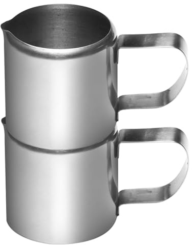 JECOMPRIS Pichet Mousseur à Lait en Acier Inoxydable 57ml, 2 Pièces, Mini Pot Lait Inox pour Café, Versement Pratique, Anti-débordement
