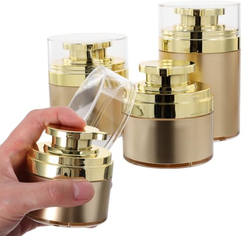 HOMSFOU Lot De 3 Pots De Pompe Sans Air 3 Tailles 30Ml 50Ml 100Ml Contenants Cosmétiques Rechargeables Pour Crèmes Et Lotions Soins Visage Et Corps Compacts Et Légers
