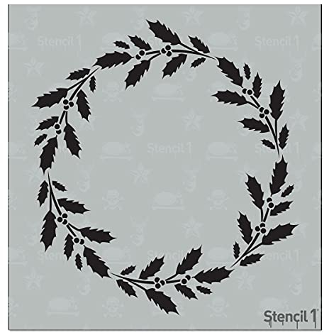 Winter-Weihnachtsschablone (Stechpalmen-Kranz-Schablone, 14,6 x 15,2 cm)