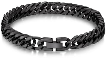 Bandmax Herren Armband Edelstahl Panzerarmband 6/8/12/17mm Massiv Kubanische Gliederarmband 19/21/23cm Schwere Panzerkette Armkette mit Faltverschluss Männer Armreif Schmuck für Geburtstag Vatertag