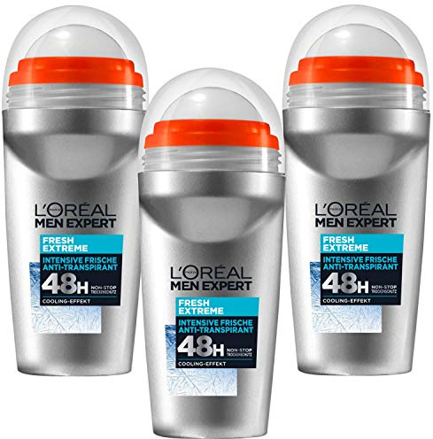 50ml Loreal Men Expert Desodorante Roller 48h Anti- Transpirant Non Parada Fresh Extreme 3x50ml (3er Pack)