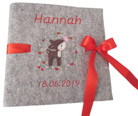 Fotoalbum Kind/Baby Album Name Junge Geburt Wollfilz 26 cm x 25 cm