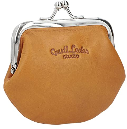 Gusti Portemonnaie Leder - Fenja aus Leder mit Clipverschluss Klickverschluss Spangenportemonnaie Geldbörse Vintage (Gelb)