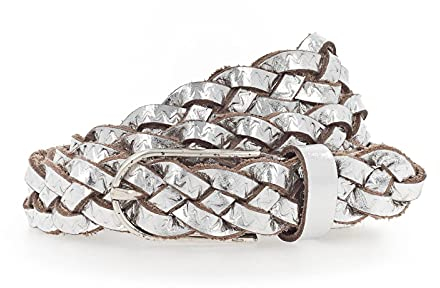 Vanzetti Braided Women's Belt W95 Silver Metallic