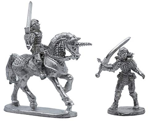 IRON WIND METALS 3 Piece Female Unicorn Knight Set - 100% Lead-Free Pewter - Classic Fantasy Miniatures for 28mm Table Top - Made in USA - RAL Partha Miniatures