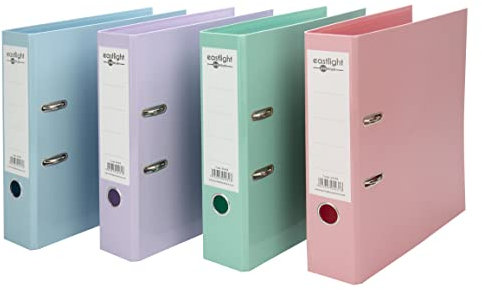 Eastlight A4 Pastel Premium Lever Arch File Assorted, Pack of 4
