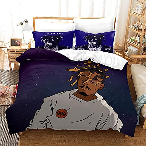 NICHIYOBI Juicewrld Bettbezug Bettwäsche Set - Bettbezug und Kissenbezug,Mikrofaser,3D Digital Print dreiteiliger Bettwäsche (8,Single 135x200cm+80 * 80cm)