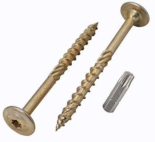 Lot de 20 vis à bois en acier galvanisé avec tête Torx, tête gaufrette, vis à bois, partiellement filetées (20, 8,0 x 120 mm)