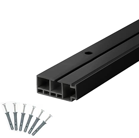 Seiletech.de GARDINENSCHIENE – 200cm – PVC – 1-läufig – schwarz – inkl. Befestigungsmaterial – 2m (2 x 100cm + Verbinder) – Gardinen Schiene Vorhangschienen