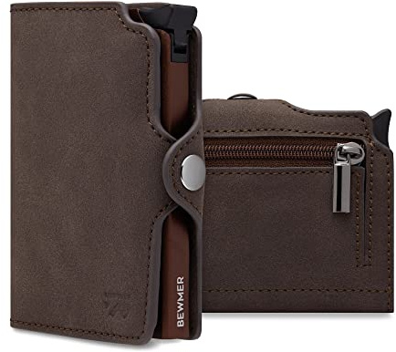 BEWMER Premium-Kreditkartenetui | Schlanke Brieftasche für Damen und Herren mit RFID-Schutz gegen Klonen | Kartenetui und Geld mit Geldbörse