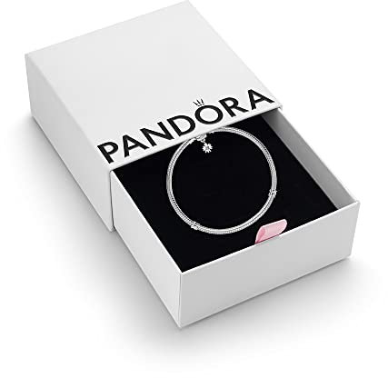 PANDORA Moments Women's Sterling Silver Daisy Clasp Chain Bracelet for Charms, Size 20, With Gift Box