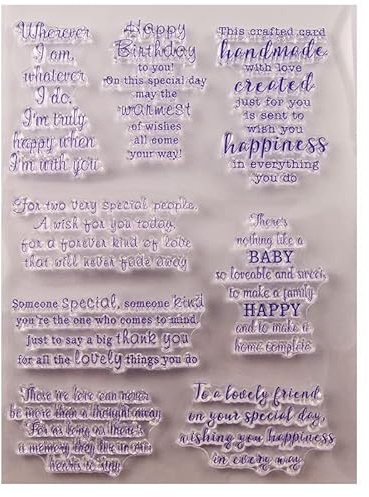 Lily Craft Linda Craft 1pc Wish You Happiness Happy Birthday Sentiment Clear Stamps for Card Making Decoration & DIY Scrapbooking