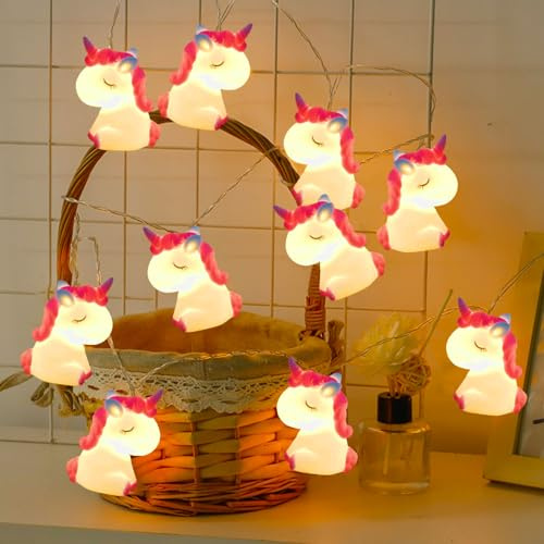 Shengruili 10 LED-Lichterkette, Einhorn, Lichterkette für Kinderzimmer, Dekoration für Mädchenzimmer, Garten, Bäume, Terrasse, Weihnachten, Hochzeiten, Partys