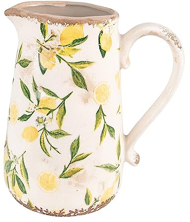 Clayre & Eef Pichet décoratif Jaune céramique Motif Citron 16x11x18 cm