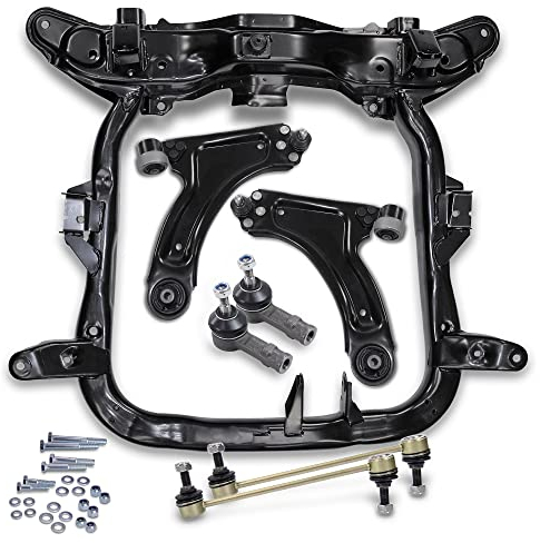 BESTPRICE 1x Achskörper vorne Motorträger 1x Querlenker vorne links, 1x Querlenker vorne rechts, 2x Koppelstange, 2x Spurstangenkopf vorne Kompatibel mit OPEL COMBO, CORSA C (X01), TIGRA TwinTop (X04)