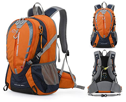MYMM 25L Trekkingrucksack Ultraleichter wasserdichter Campingrucksack Outdoorsportrucksack Bergsteigerrucksack (Orange)