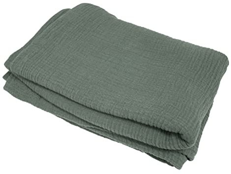 jilda-tex Bio-Tagesdecke Musselin Medina 100% Bio-Baumwolle Knitterlook Uni Made in Green (Grün, Überwurfdecke 150x200 cm)