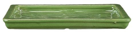 Geosism & Nature Sottovaso per bonsai rettangolare in gres smaltato verde 27x20x2 cm - GA5S