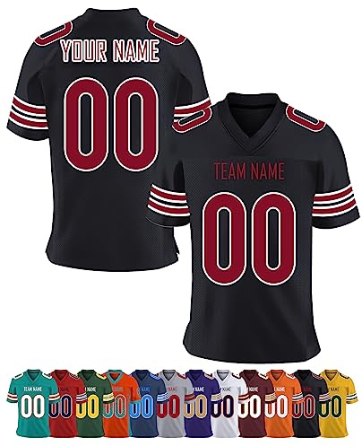 Personalizadas Para Hombre Con Camiseta de Fútbol Americano, Camiseta Transpirable de Secado Rápido Personalizada de Manga Corta y Agregue el Nombre Del Equipo Para Hombres Mujeres y Niños, S ~ 7XL