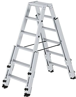 PROREGAL Stufen-Stehleiter treppengängig | 2x6 Stufen | Leiter, Teleskopleiter, Trittleiter, Bockleiter, Sprossen-Doppelleiter