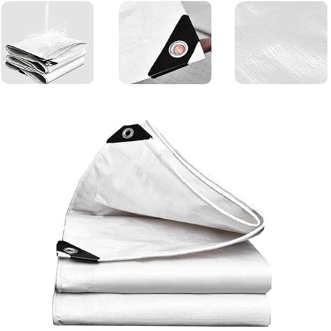 PE Schutzplane mit Ösen Wasserdicht Plane Abdeckfolie Poolplane Holzplane Allzweckplane, 0.32mm für Artenmöbel Holz Pool Trampolin Auto, Anpassbar blais (Color : White, Size : 3x3m)