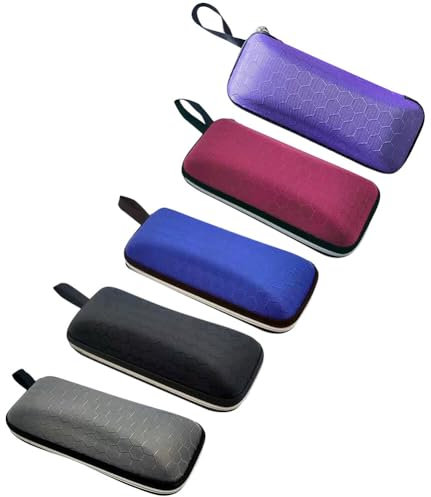 Custodie per Occhiali, Custodia protettiva per occhiali da vista rigida da 5 pezzi Custodia Porta Occhiali Semirigida Cerniera Scatola per occhiali protettiva rigida a nido d'ape con cerniera