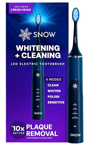 SNOW LED Whitening Electric Toothbrush | Dentist-Designed Electric Toothbrush for Adults | Sonic Technology, LED Light, Modes, Timer, Rechargeable Plaque Removal & Teeth Whitening Polar Blue Gen2