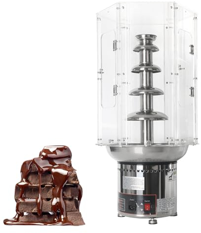 Fontana cioccolato elettrica 4/5/6/7, macchina per sciogliere fontana cioccolato professionale con copertura antipolvere acrilico trasparente controllo della temperatura, per attrezzature buffet