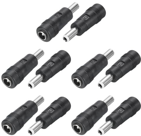QUARKZMAN Adattatore Connettore di Alimentazione DC, 10Pz, Presa Femmina 5.5x2.1mm a Spina Maschio 5.5x2.5mm, Connettore Universale a Barilotto per Laptop Router