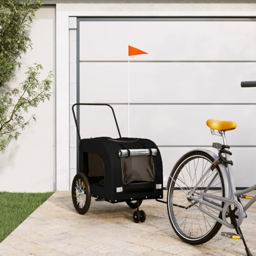 LAPOOH Fahrradanhänger Hunde Schwarz Oxford-Gewebe und Eisen, Fahrrad Anhänger, Lastenanhänger, Handwagen, Fahrrad-lastenanhänger, Lastenfahrrad - 93856