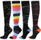 BISOUSOX Calzini da Donna Calze Compressione Graduata Donna Uomo 4Paia Corsa Sport Volare Calze Antitrombo 15-20 mmHg Regali per le Donne Incinte