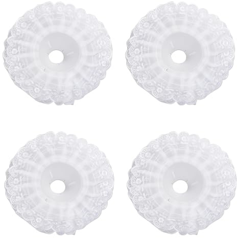 Happyupcity 4 x weiße Spitze Bouquet Kragen Spitze Bouquet Manschetten Kragen DIY Blumenstrauß Halter Hochzeit Brautstrauß Clip Spitze Dekoration Blumenstrauß Halter Blume DIY Zubehör